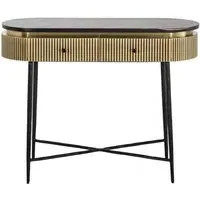 Ironville Curved Console Table with 2 Drawers - Gold, Brass