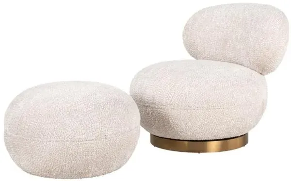 Jace Fabric Pouffe - Cream