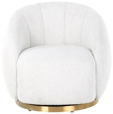 Jago Accent Chair - White, Boucle