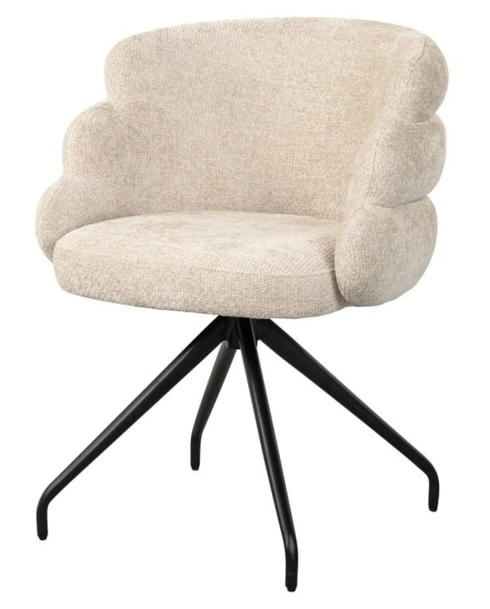 Kayla Swivel Dining Chair - Cream Fabric, Black Legs