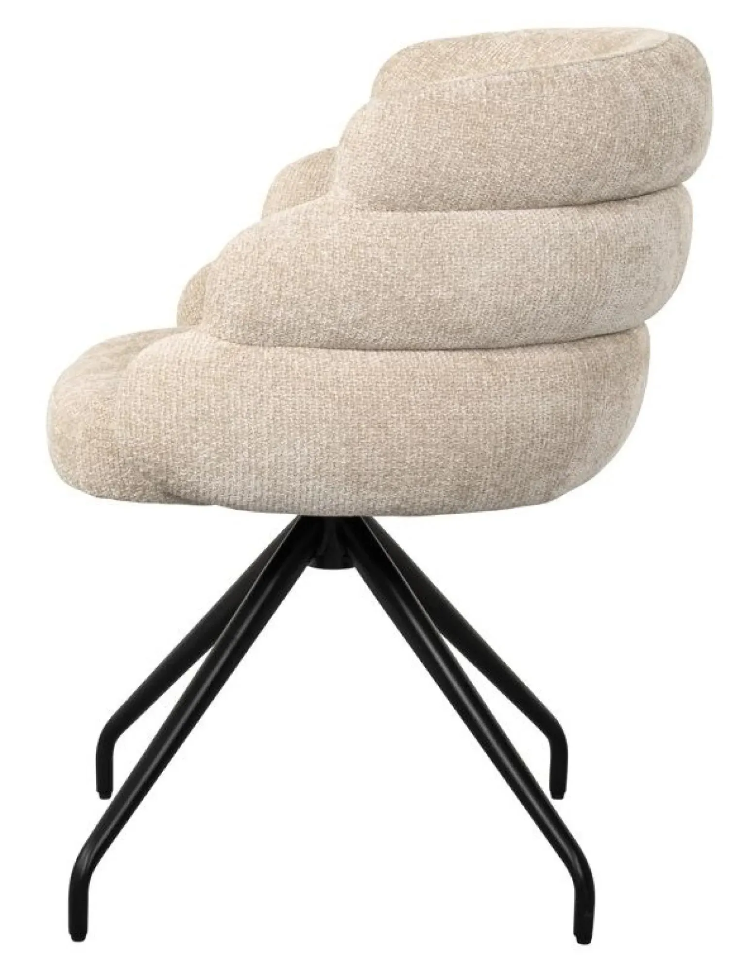 Kayla Swivel Dining Chair - Cream Fabric, Black Legs
