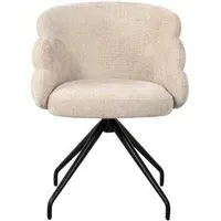 Kayla Swivel Dining Chair - Cream Fabric, Black Legs