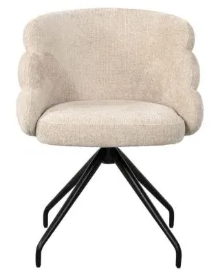 Kayla Swivel Dining Chair - Cream Fabric, Black Legs image