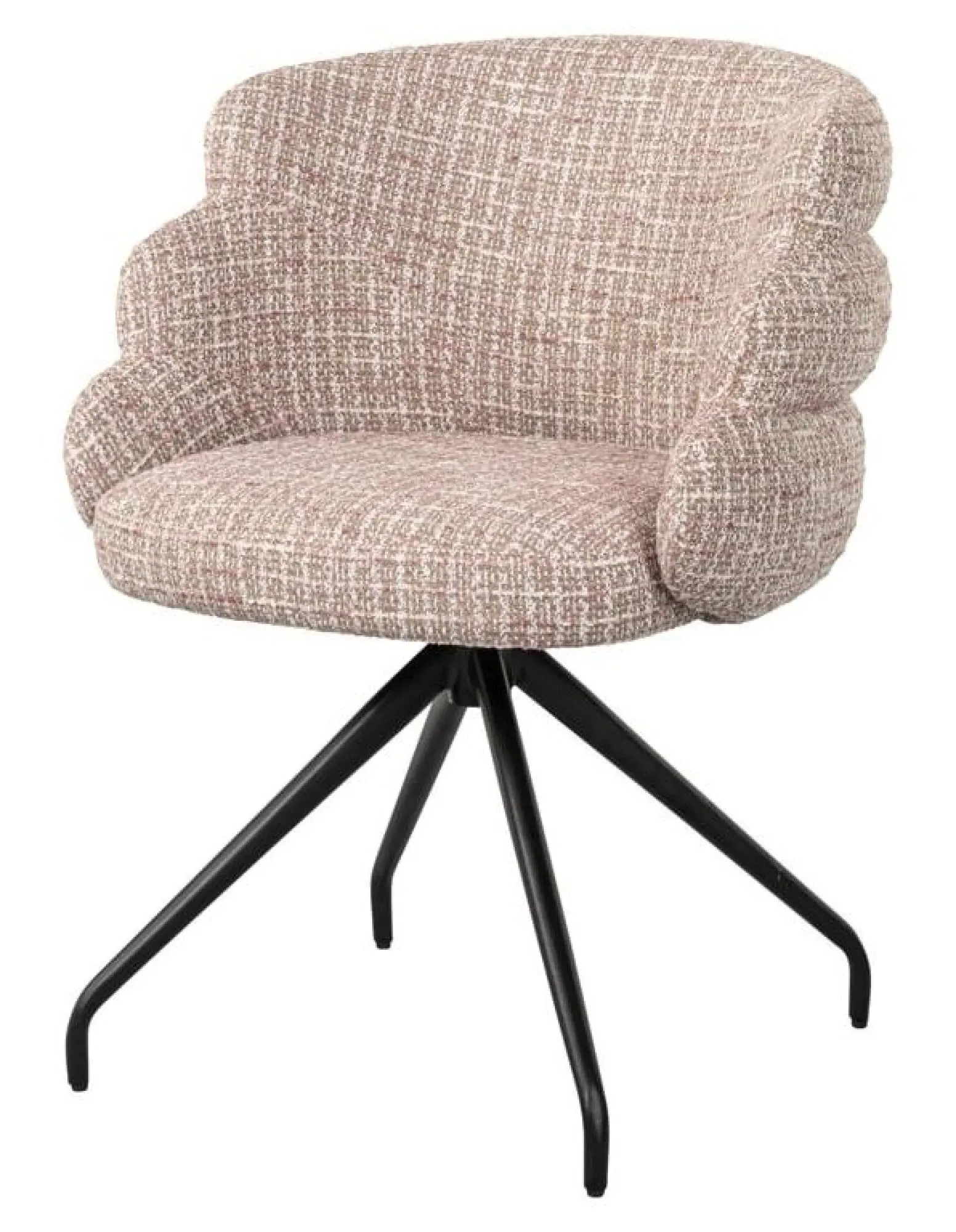 Kayla Swivel Dining Chair - Rose Fabric, Black Legs