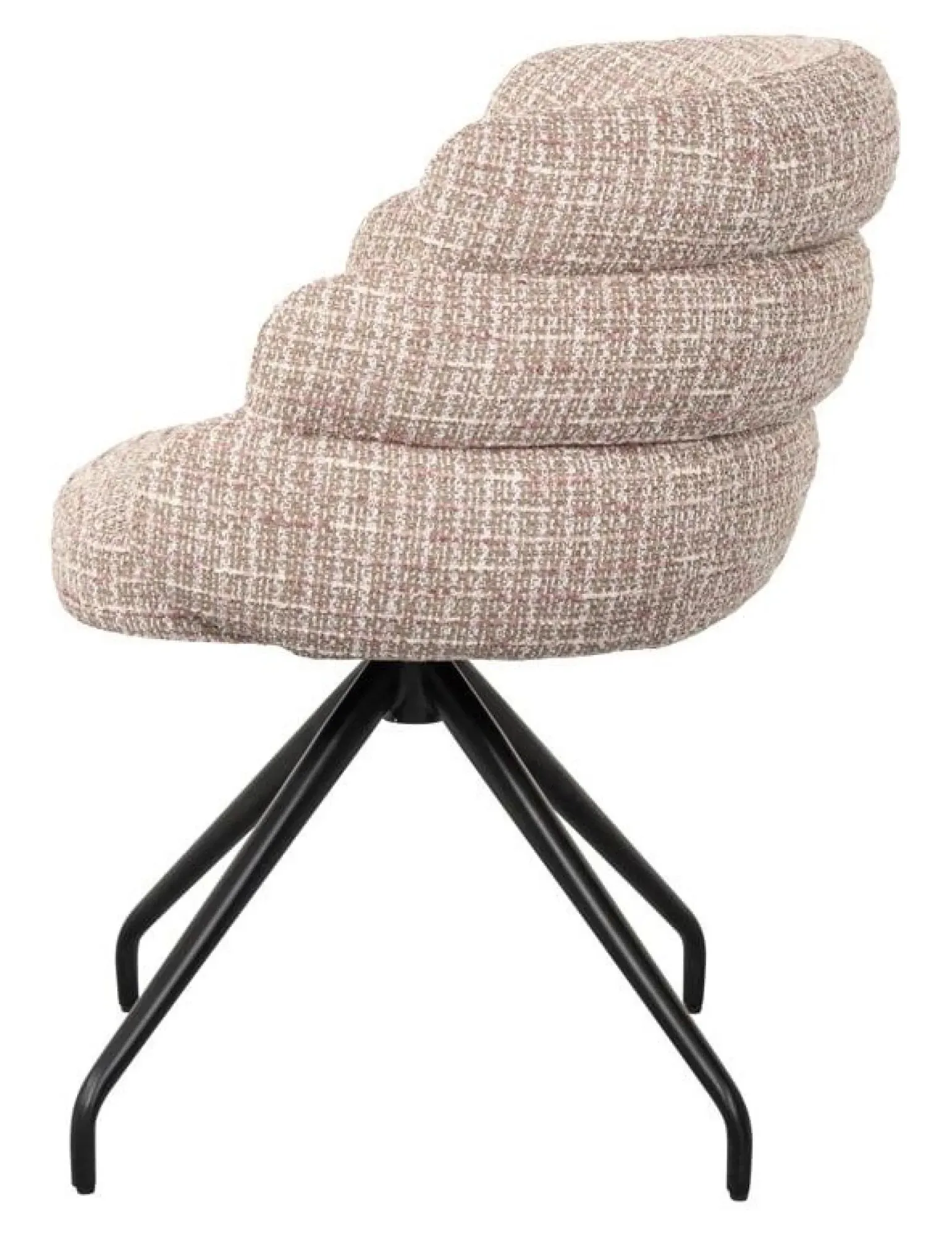 Kayla Swivel Dining Chair - Rose Fabric, Black Legs