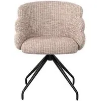 Kayla Swivel Dining Chair - Rose Fabric, Black Legs