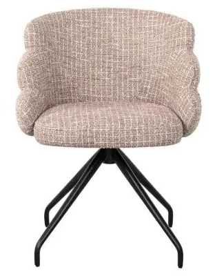 Kayla Swivel Dining Chair - Rose Fabric, Black Legs