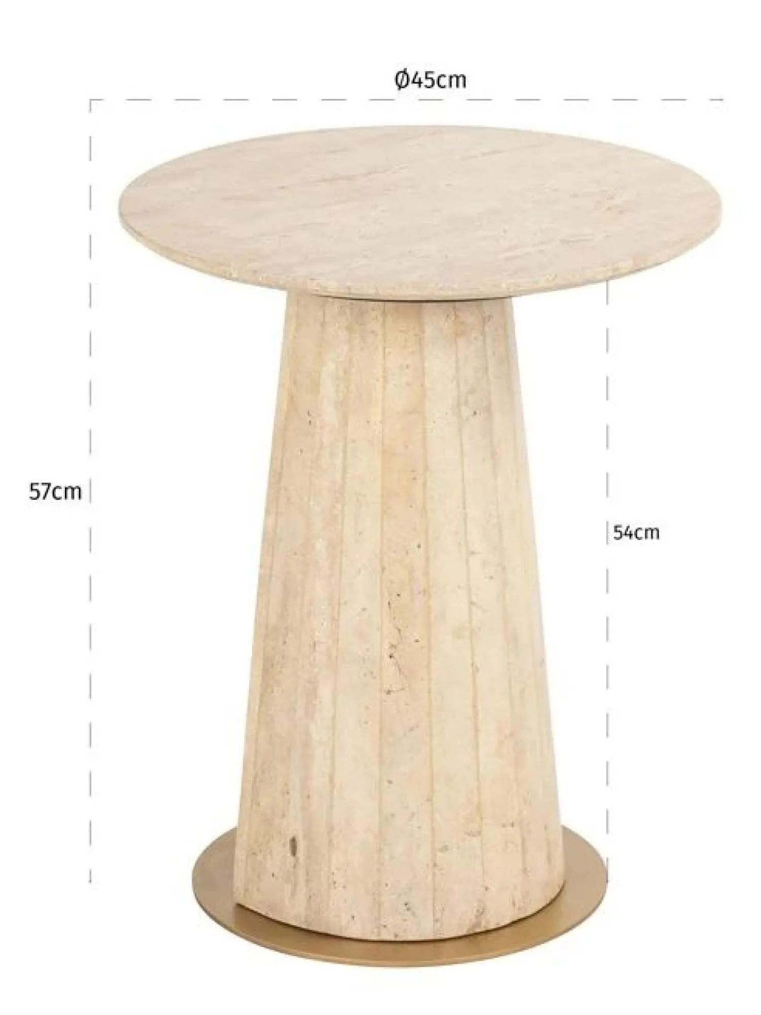 Kibo Round End Table - Beige, Travertine Marble