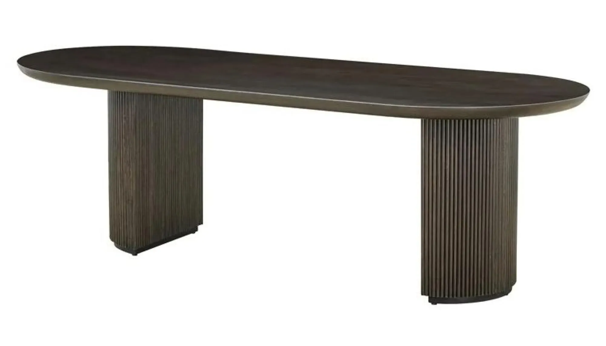 Kingston 10 Seater Oval Dining Table with Fluted Base - Brown