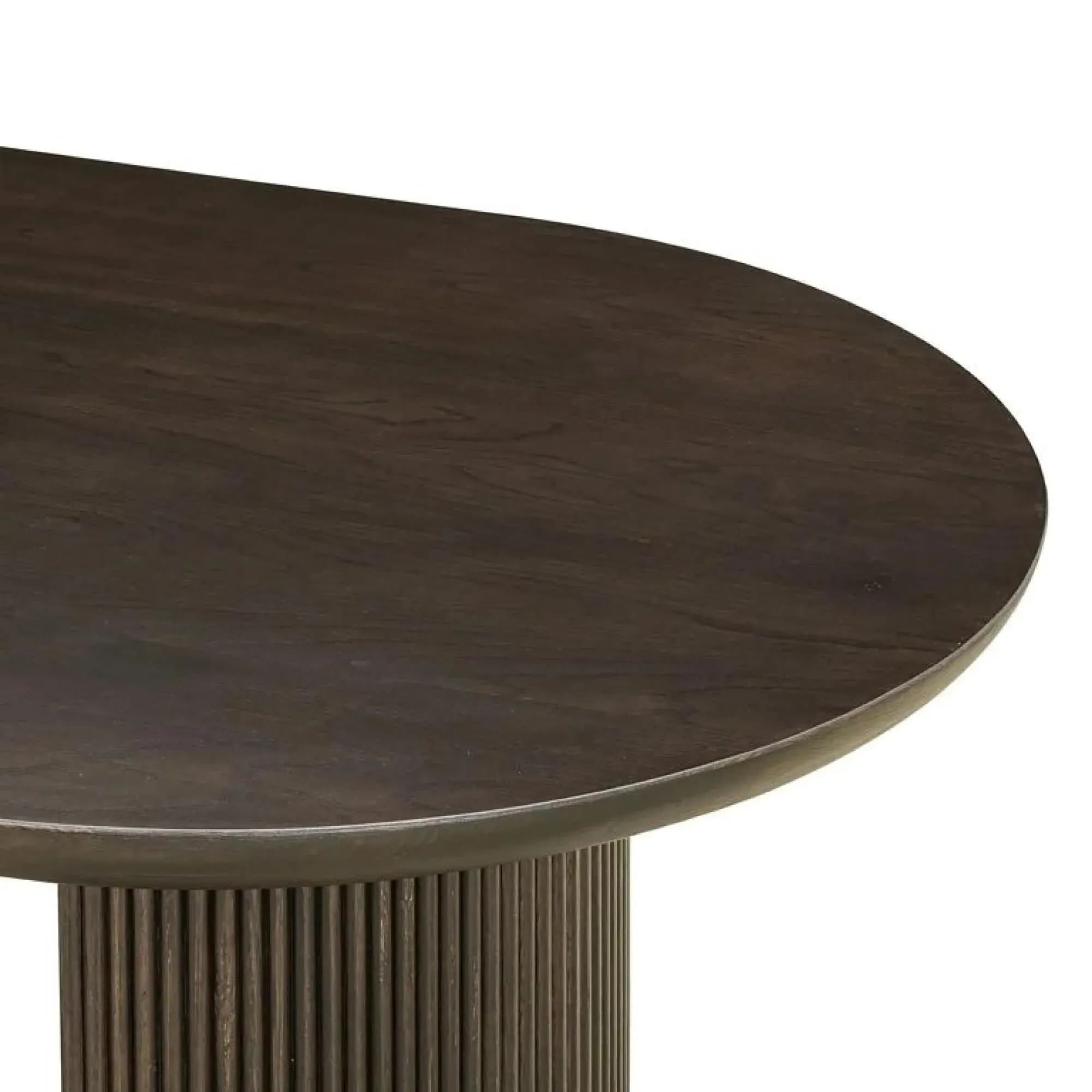 Kingston 10 Seater Oval Dining Table with Fluted Base - Brown