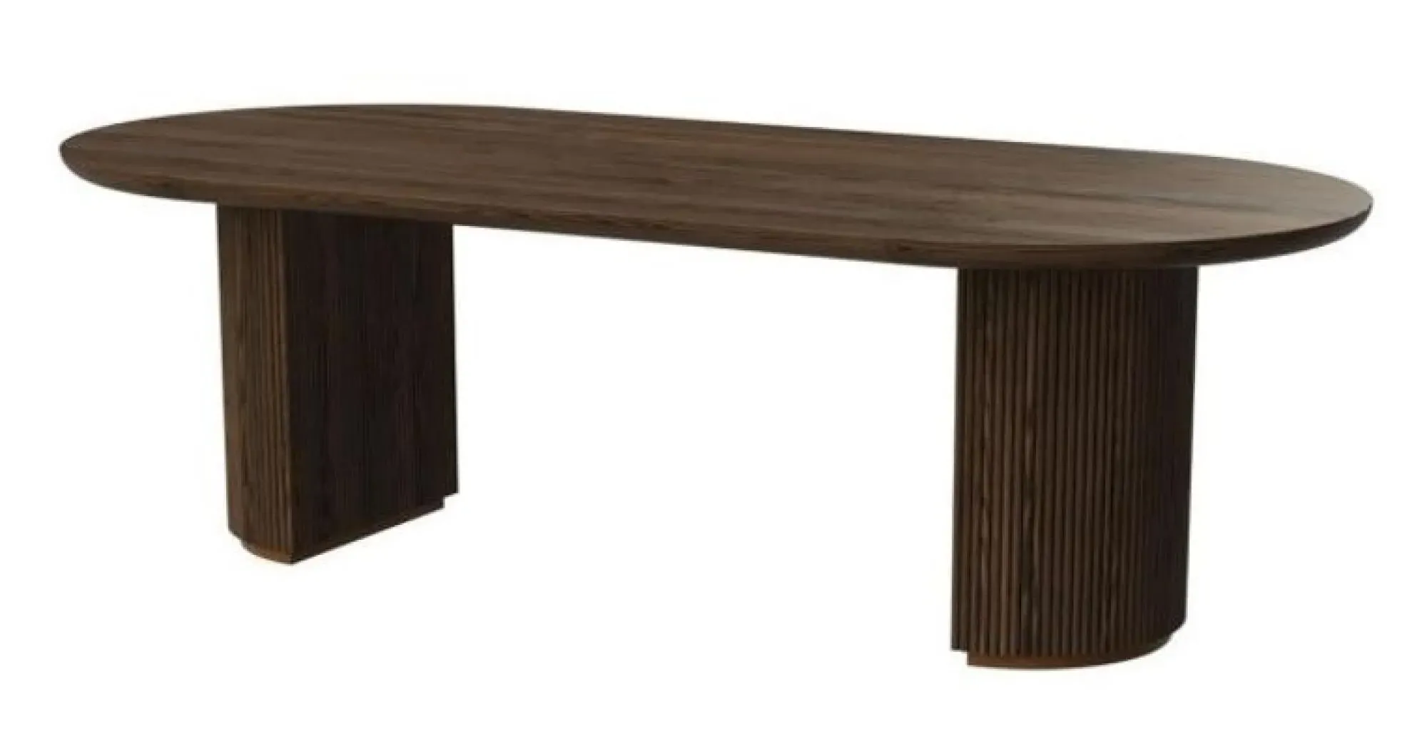 Kingston 10 Seater Oval Dining Table with Fluted Base - Brown