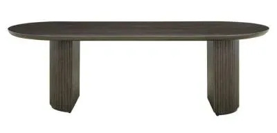 Kingston 10 Seater Oval Dining Table with Fluted Base - Brown image