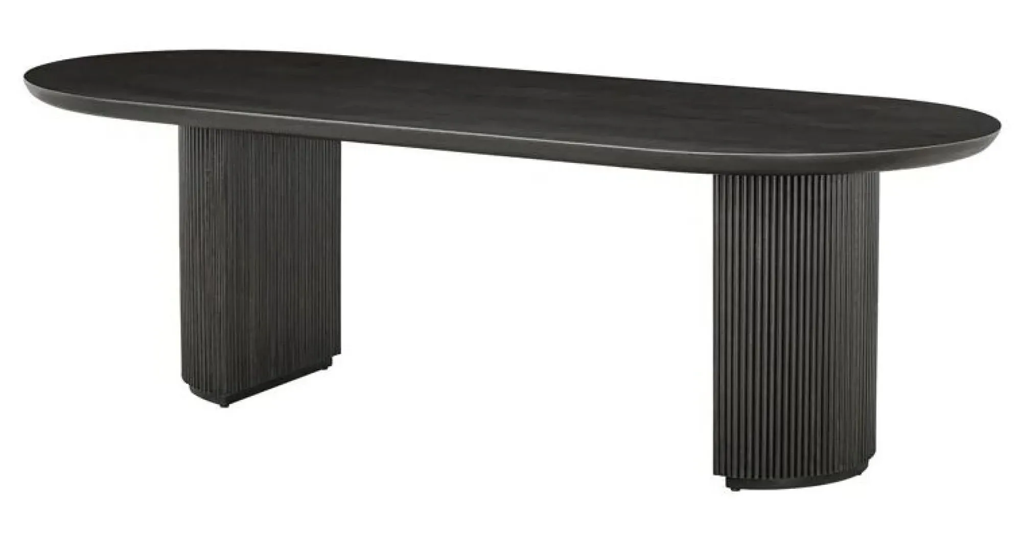 Kingston 10 Seater Oval Dining Table with Fluted Base - Dark Coffee