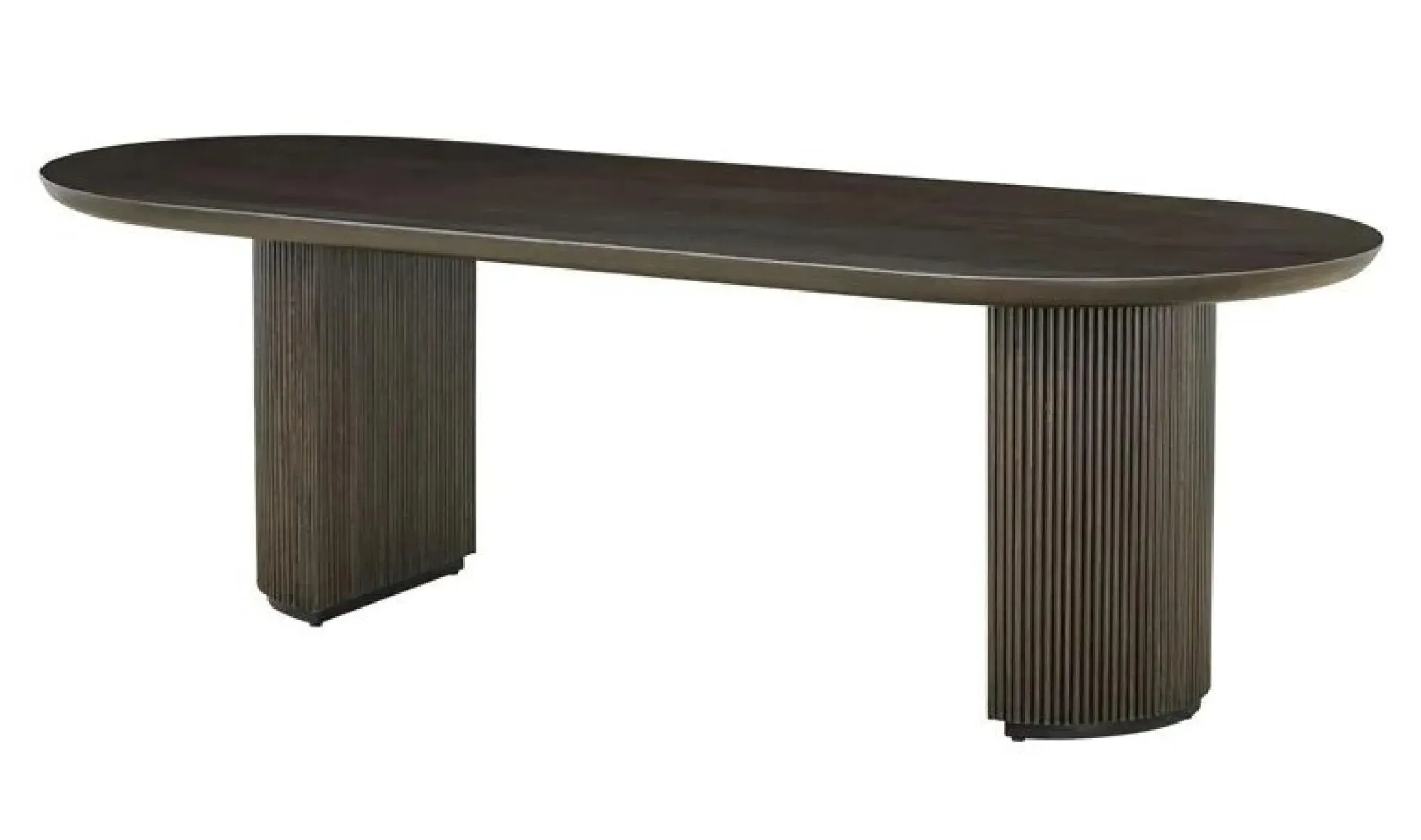 Kingston 12 Seater Oval Dining Table with Fluted Base - Brown