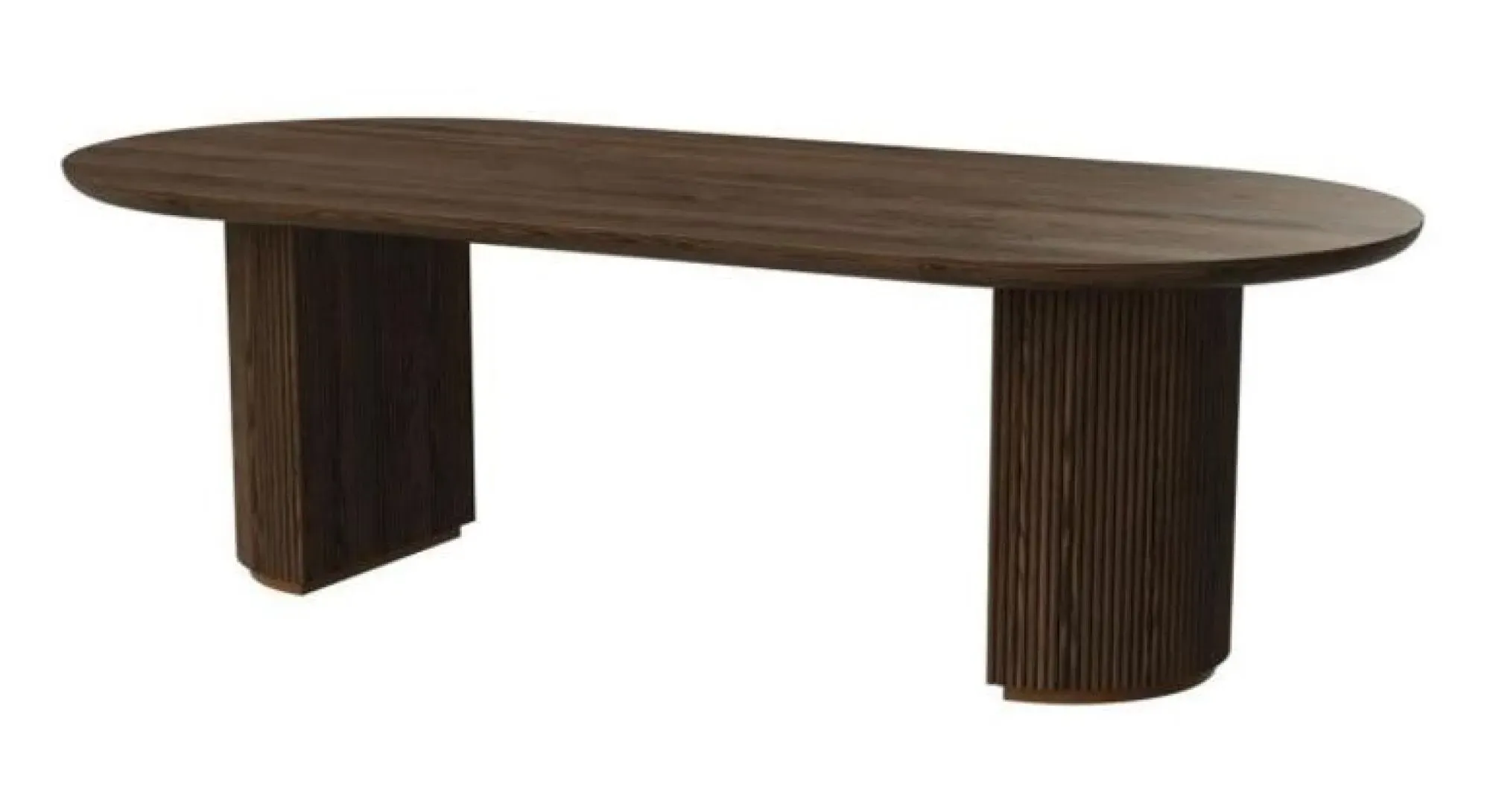 Kingston 12 Seater Oval Dining Table with Fluted Base - Brown