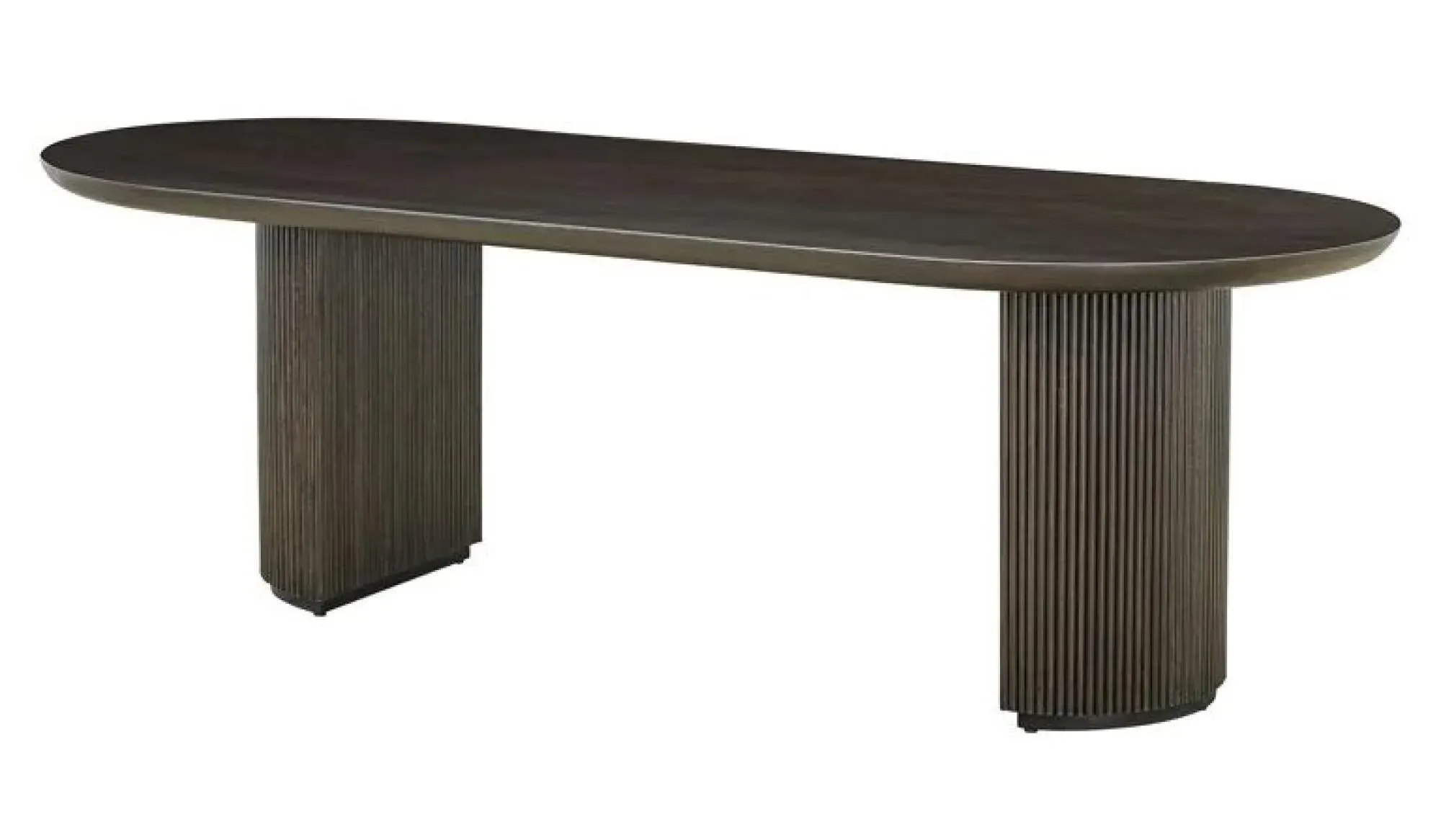 Kingston 12 Seater Oval Dining Table with Fluted Base - Dark Coffee