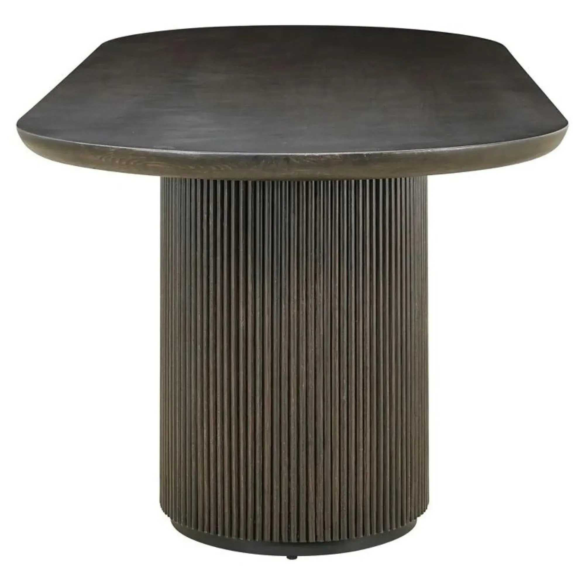 Kingston 12 Seater Oval Dining Table with Fluted Base - Dark Coffee