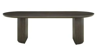 Kingston 12 Seater Oval Dining Table with Fluted Base - Dark Coffee