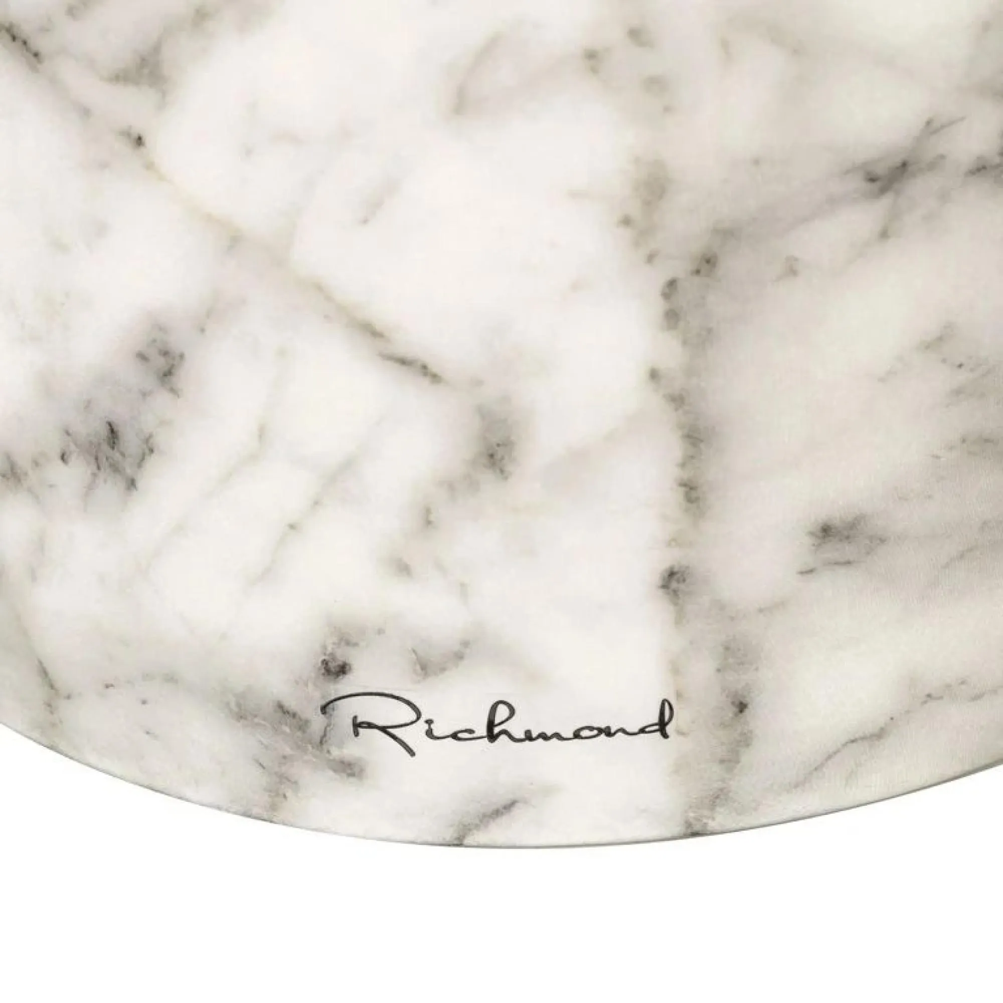 Kita Round End Table - White, Marble Effect