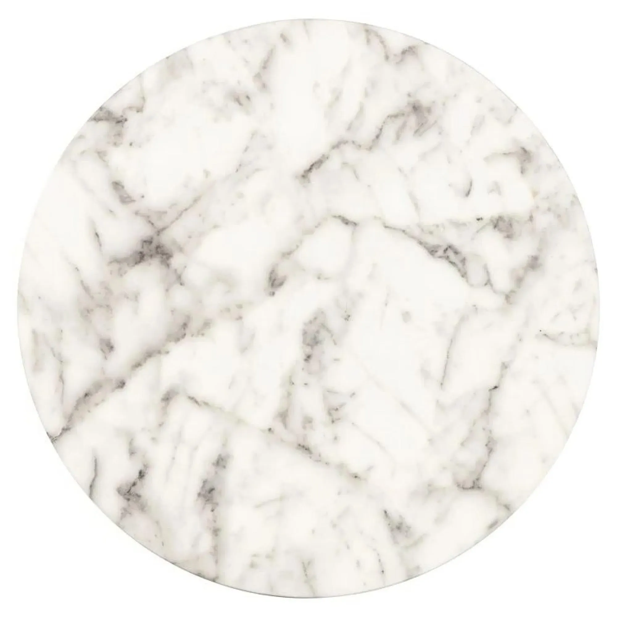 Kita Round End Table - White, Marble Effect