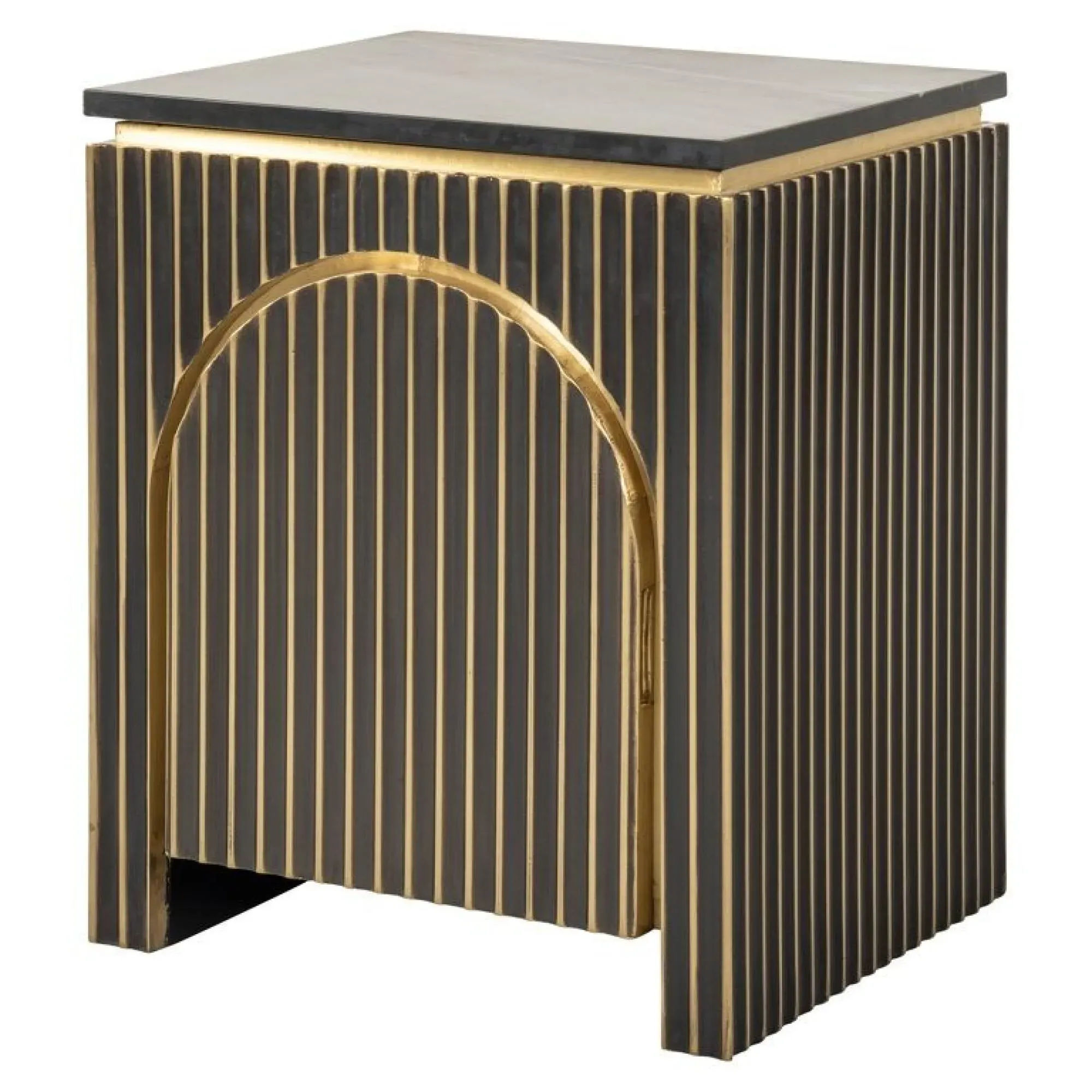 Les Arcs 1 Door Bedside Cabinet - Brushed Gold