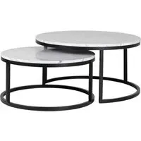 Lexington 2 Tier Round Coffee Table - White, Marble