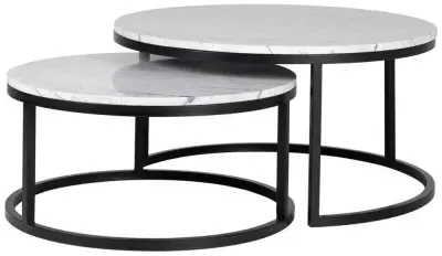 Lexington 2 Tier Round Coffee Table - White, Marble