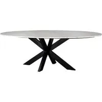 Lexington 8 Seater Oval Dining Table - White, Carrara Marble