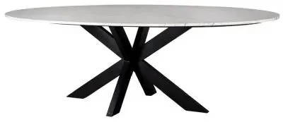 Lexington 8 Seater Oval Dining Table - White, Carrara Marble