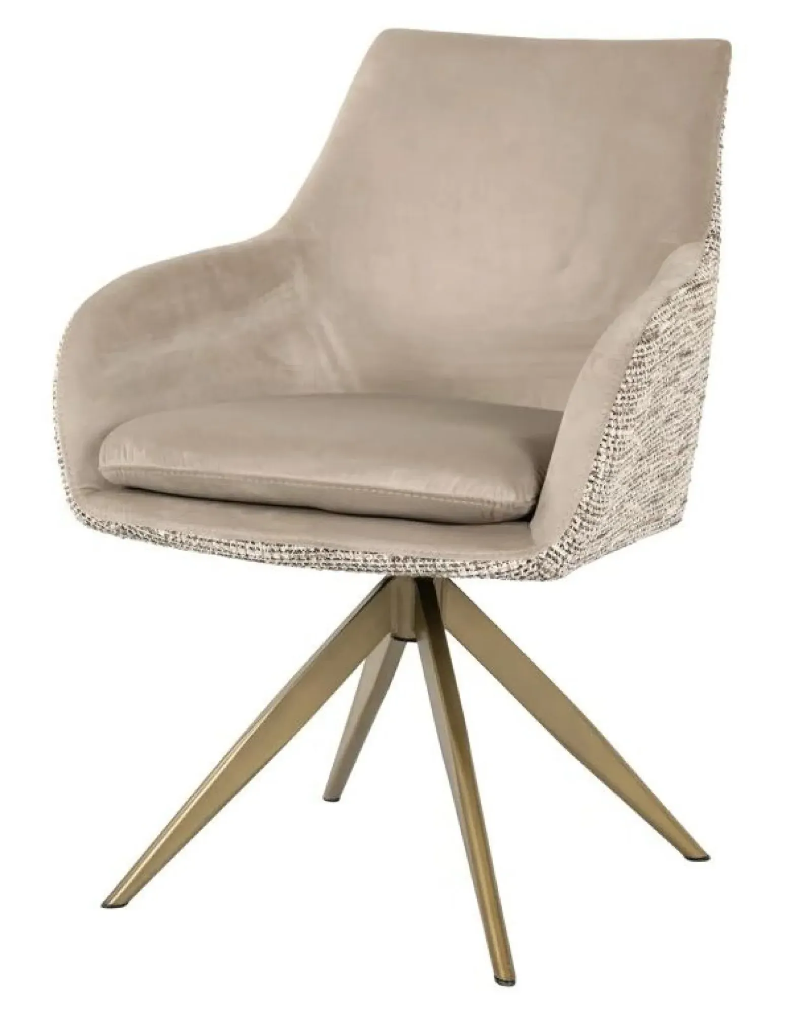Lisonne Swivel Dining Chair with Brushed Gold Legs - Khaki, Velvet