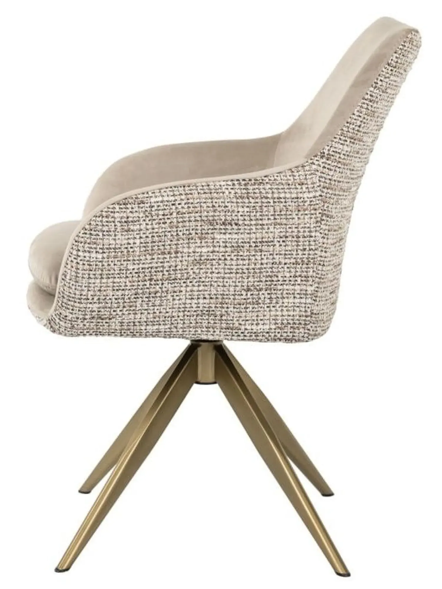 Lisonne Swivel Dining Chair with Brushed Gold Legs - Khaki, Velvet