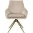 Lisonne Swivel Dining Chair with Brushed Gold Legs - Khaki, Velvet