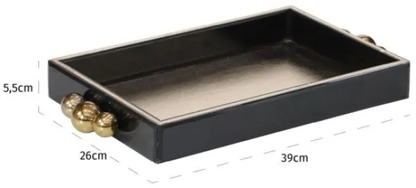 Liv Tray with Gold Handles - Black