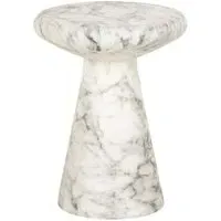 Lohan Round End Table - White, Marble Effect