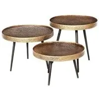 Luton 3 Tier Round Coffee Tables - Black, Gold