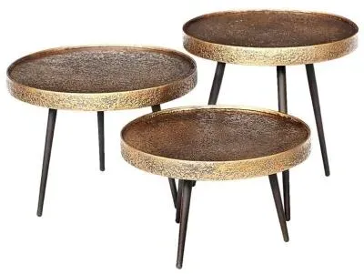 Luton 3 Tier Round Coffee Tables - Black, Gold