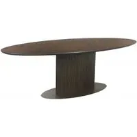 Luxor 10 Seater Oval Pedestal Dining Table - Brown, Brushed Brass