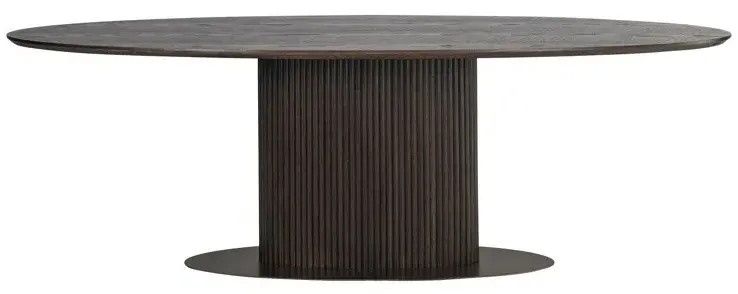 Luxor 12 Seater Oval Pedestal Dining Table - Brown, Brushed Brass