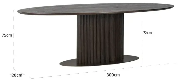 Luxor 12 Seater Oval Pedestal Dining Table - Brown, Brushed Brass