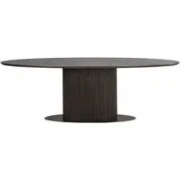 Luxor 12 Seater Oval Pedestal Dining Table - Brown, Brushed Brass