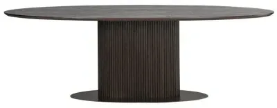 Luxor 12 Seater Oval Pedestal Dining Table - Brown, Brushed Brass