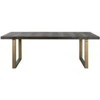Luxor 8 Seater Dining Table - Brown, Brushed Brass