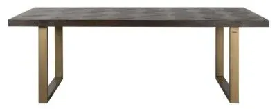 Luxor 8 Seater Dining Table - Brown, Brushed Brass