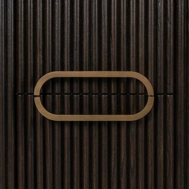 Luxor Curved Bedside Cabinet with Door - Brown, Brushed Brass