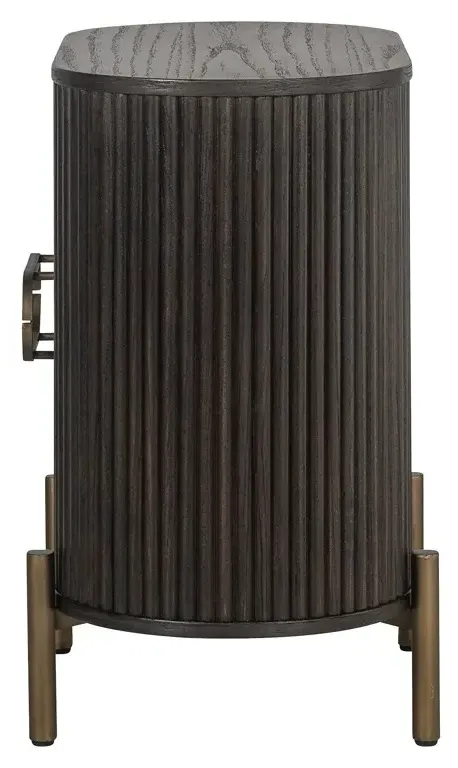 Luxor Curved Bedside Cabinet with Door - Brown, Brushed Brass