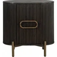 Luxor Curved Bedside Cabinet with Door - Brown, Brushed Brass