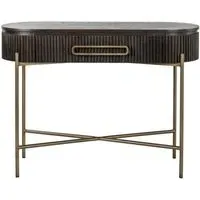 Luxor Curved Console Table with Drawer - Brown, Brushed Brass