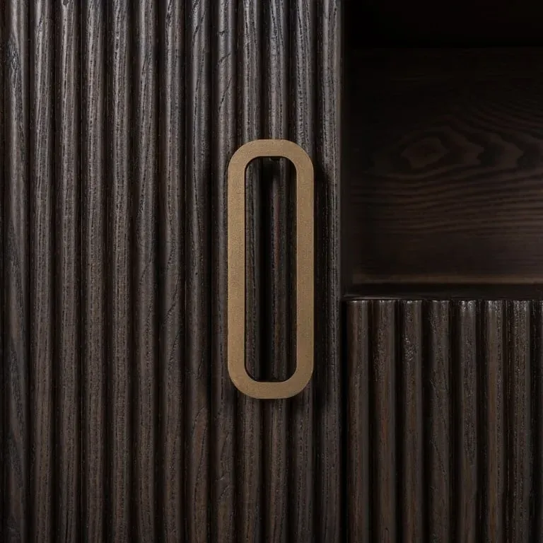 Luxor Extra Large Curved TV Unit with Storage - Brown, Brushed Brass