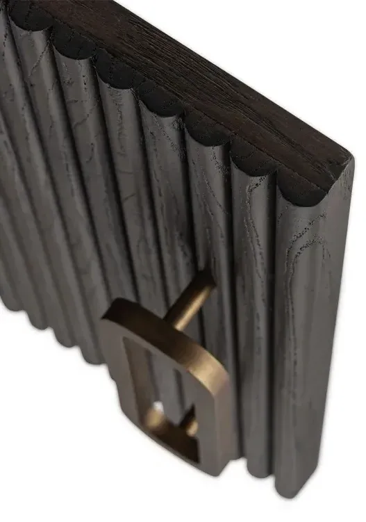 Luxor Extra Large Curved TV Unit with Storage - Brown, Brushed Brass