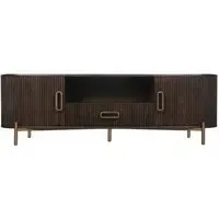 Luxor Extra Large Curved TV Unit with Storage - Brown, Brushed Brass